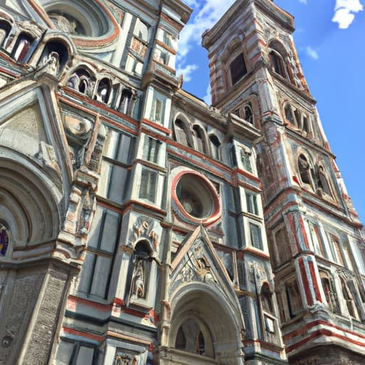 החזית המדהימה של הקתדרלה של סנטה מריה דל פיורה