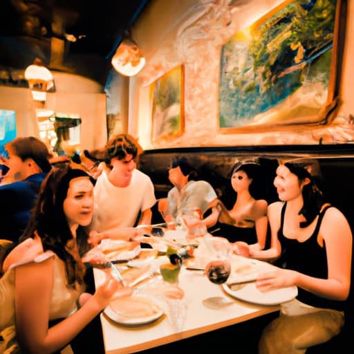 קבוצת חברים סועדת במסעדה פופולרית בעיר ניו יורק