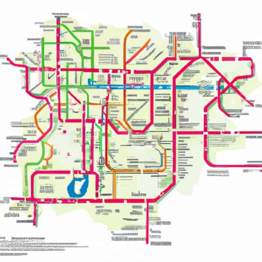מפה של מערכת התחבורה הציבורית של וושינגטון הבירה, כולל מטרו, אוטובוסים ותחנות שיתוף אופניים.
