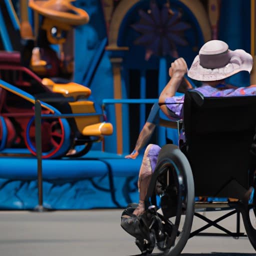 אורח בכיסא גלגלים נהנה מאטרקציה של דיסני