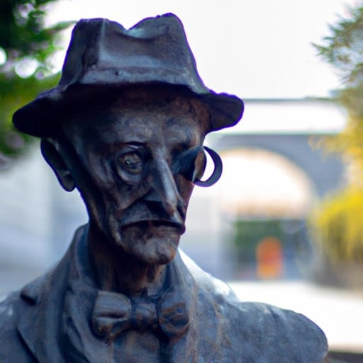 פסל של הסופר האירי המפורסם ג'יימס ג'ויס