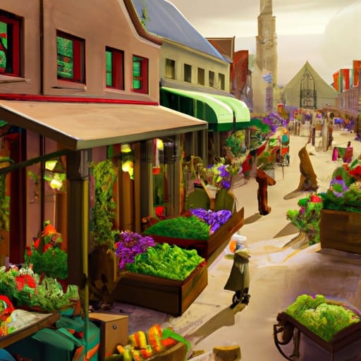שוק מקומי הומה שמוכר תוצרת טרייה, פרחים ומעדנים הולנדיים מסורתיים.